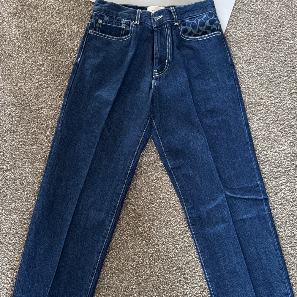 💙😍Coach Dark Blue Straight Leg Jeans 👖 unisex size28 - Picture 15 of 16